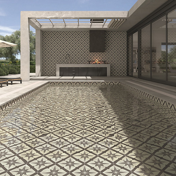 Carrelage intérieur / extérieur effet ciment 20x20 cm BALI Bangli antracita