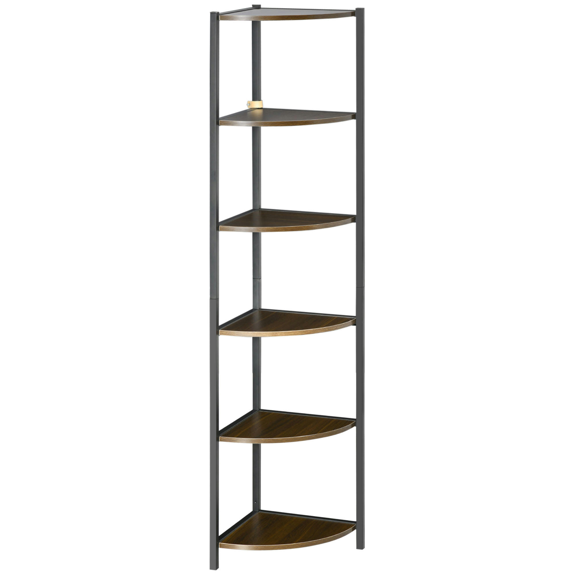 - Étagère d'angle style industriel 6 étagères métal noir aspect bois