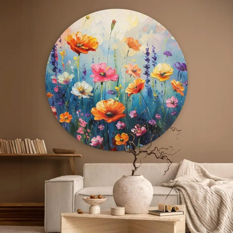 MuchoWow Wand decoratie 140x140cm Bloemen Natuur Waterverf