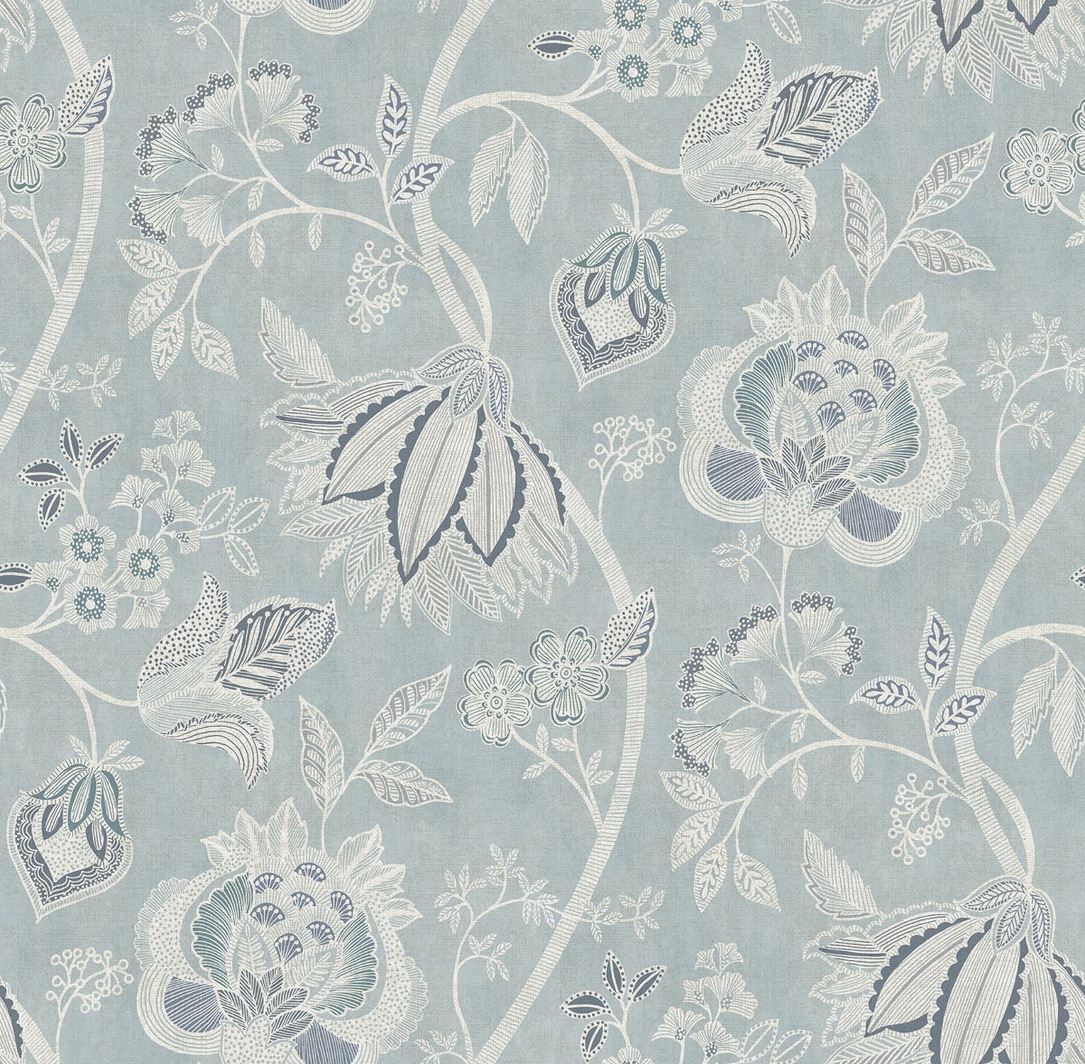 Sanders & Sanders behang bloemen lichtblauw - 53 cm x 10 m - 641008