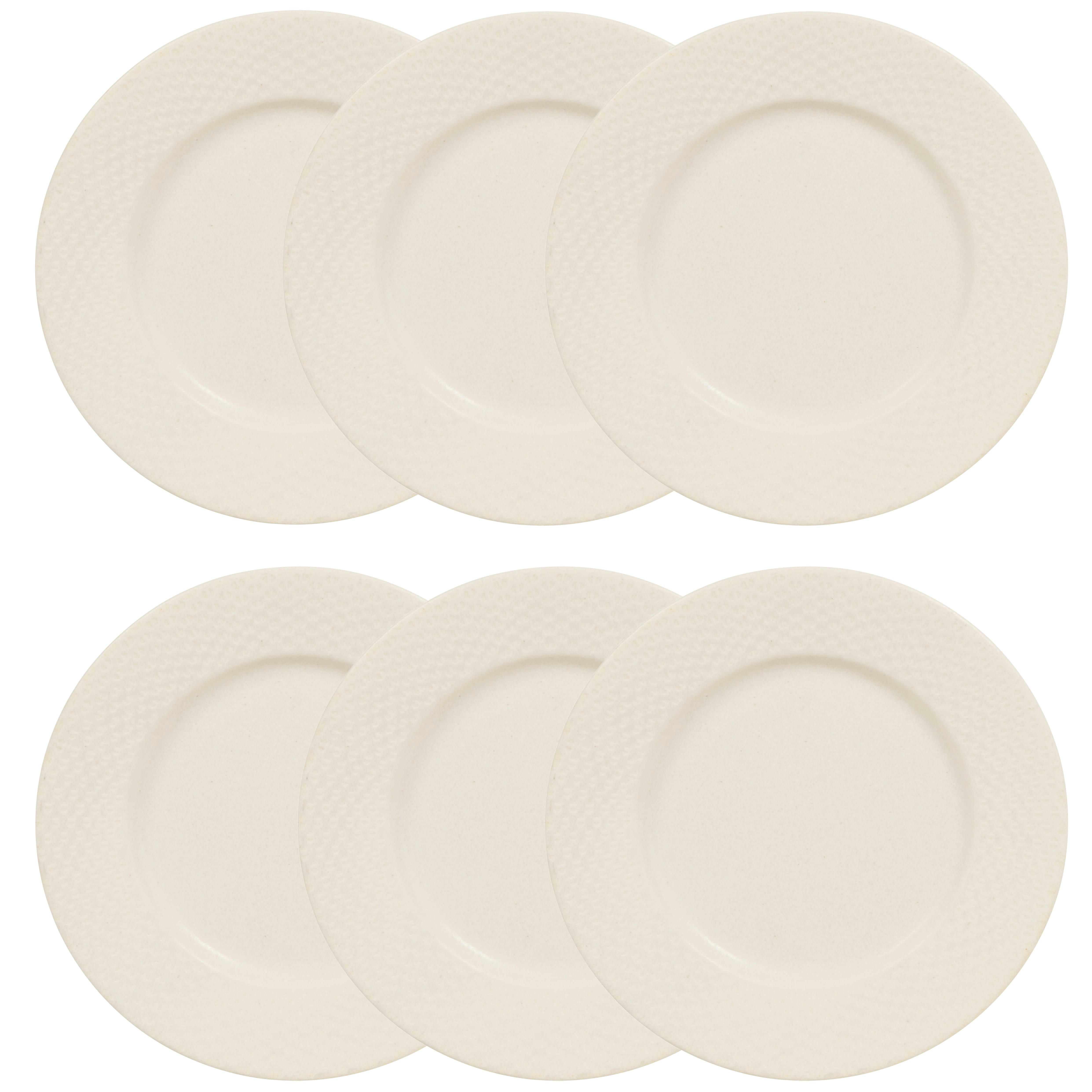 - Assiette à dessert en grès blanc bords gravés