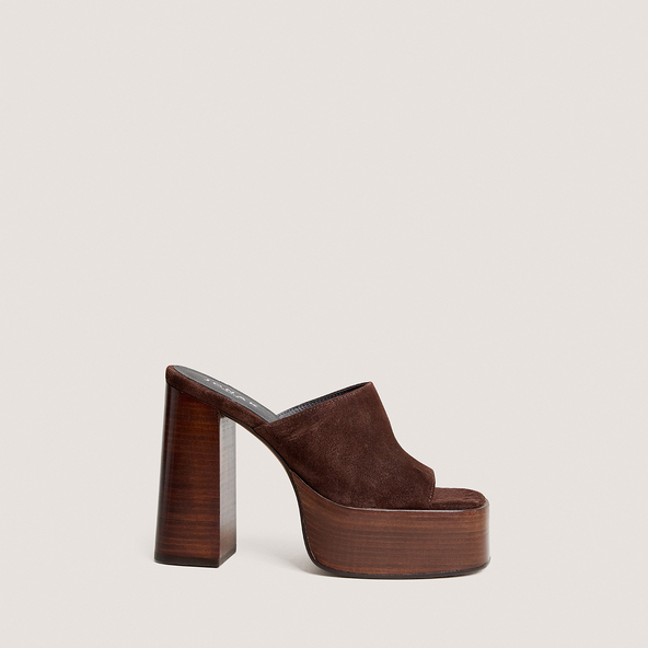 Mules à talons et bouts ouvertsen cro?te chocolat | BEATRICE