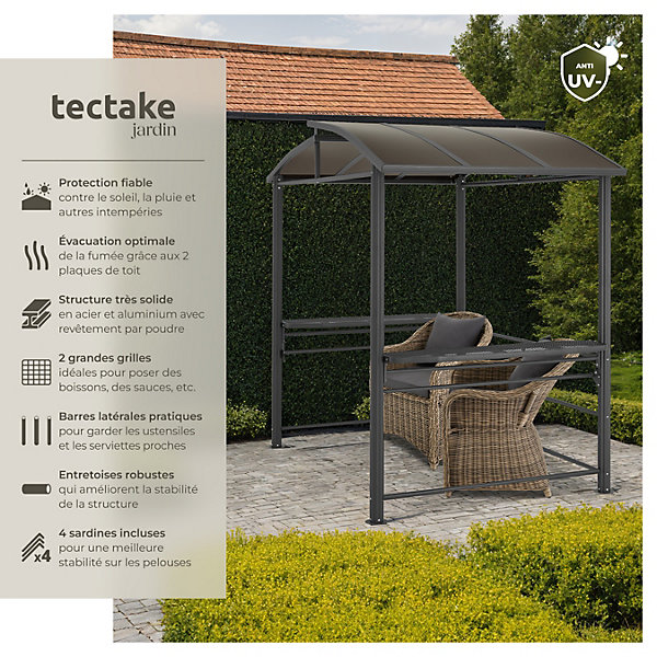 Abri pour barbecue 2,4 x 1,5 x 2,34 m gris