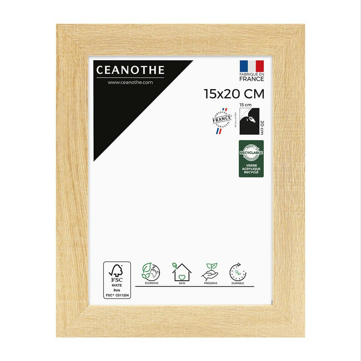 ETERNEL - Cadre photo design bois clair 15x20 cm bois reconstitué fsc