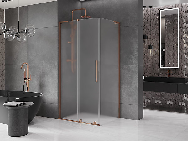 Mexen Velar L cabine de douche coulissante 110 x 70 cm, givre, or rose - 871-110-070-33-60