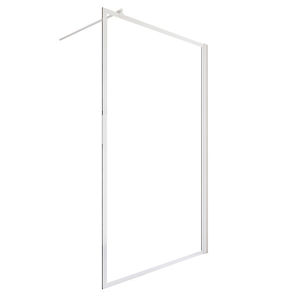 Paroi de douche à l'italienne l.90xH.200cm, verre transparent, profilé blanc mat, Schulte NewStyle