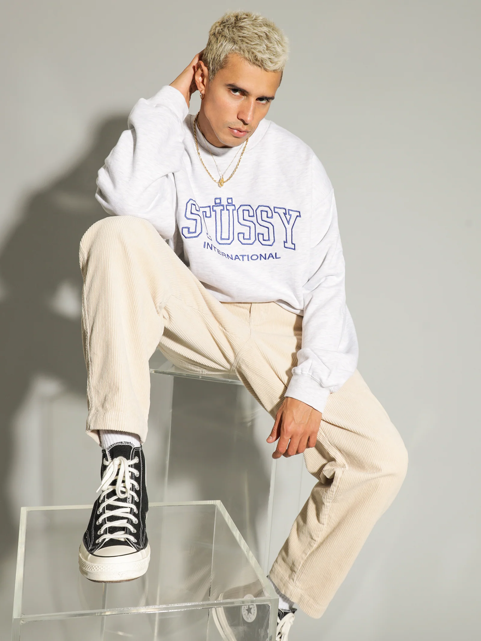Embroidered College International Crew