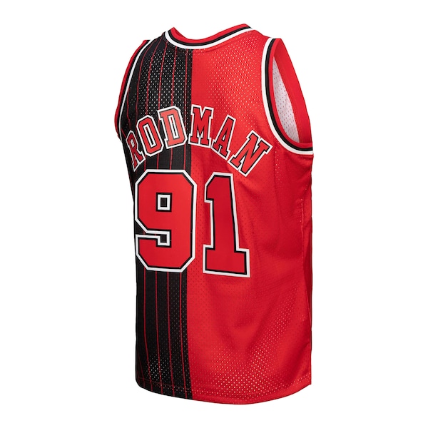 Dennis Rodman Chicago Bulls Big & Tall Hardwood Classics 1995/96 Split Swingman Jersey - Red/Black