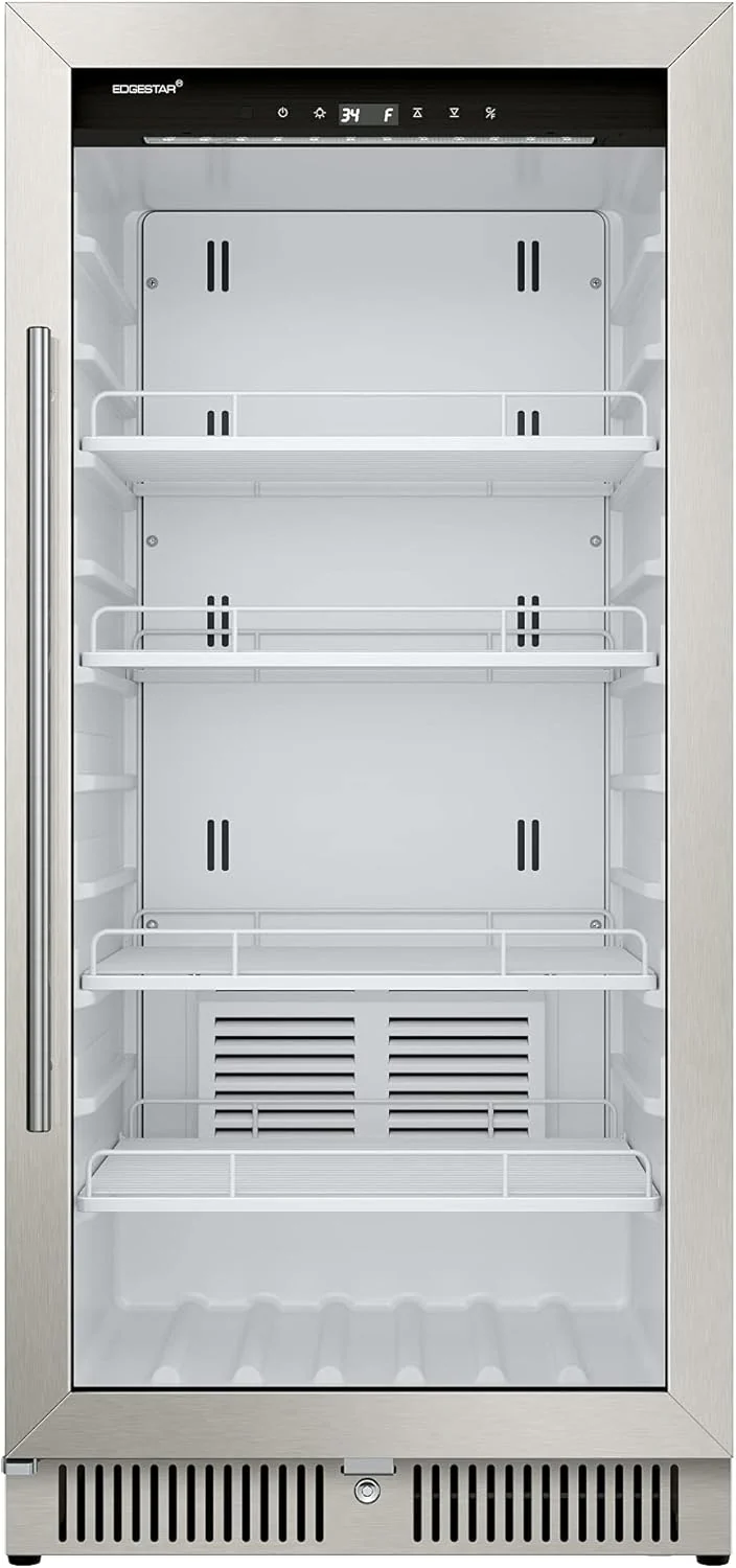 EdgeStar VBM101 22 Wide 10.1 Cu. Ft. Commercial Beverage Merchandiser – Stainless Steel, Temp Alarm, Reversible Door