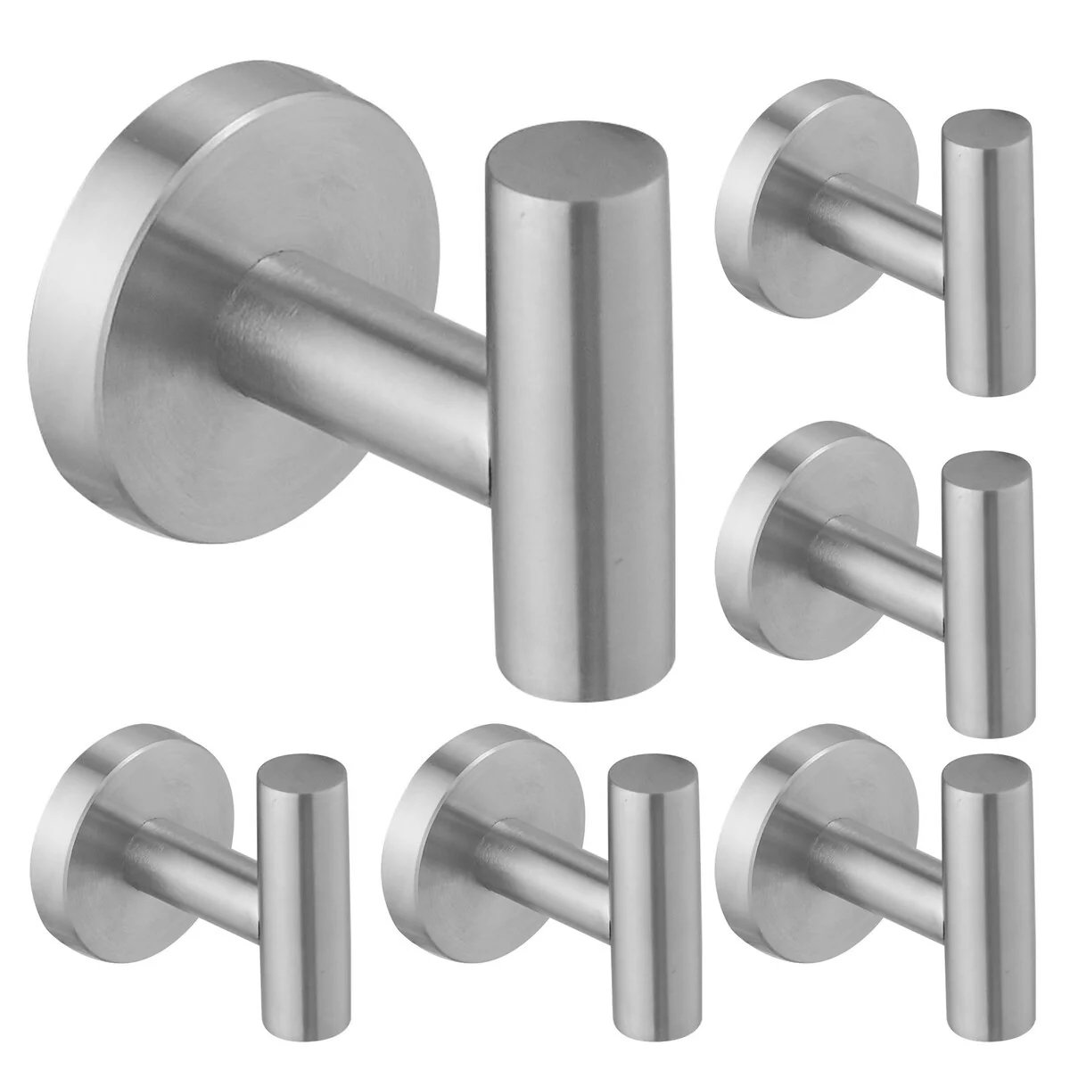 Bathroom Robe and Towel Hooks Stainless Steel 6-Pack
