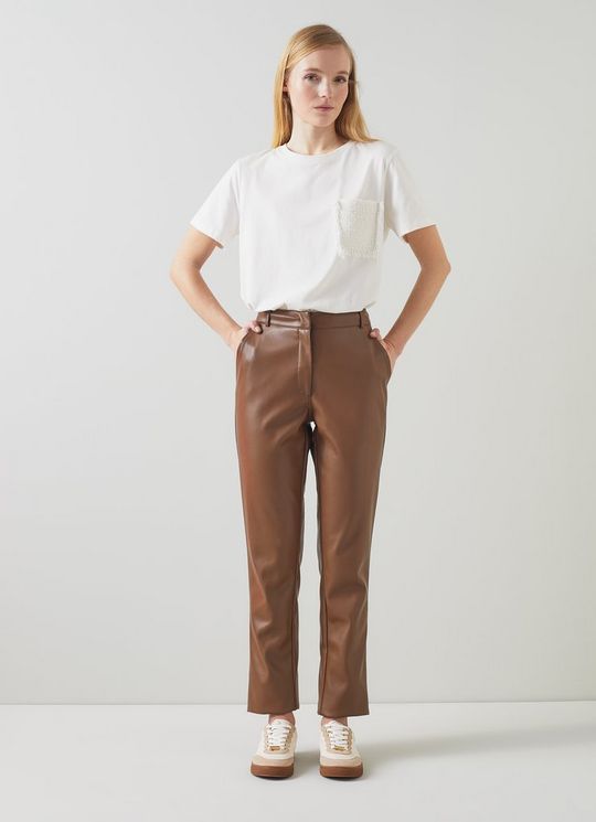 Hardy Brown Faux Leather Trousers