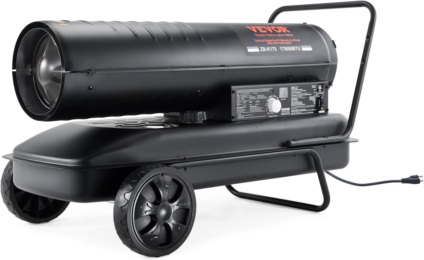 VEVOR Kerosene Forced Air Heater, 175000 BTU Portable Torpedo Diesel Space Heater with Thermostat, 13.2 Gallon Tank Energy-Efficient heavy-duty Heater, for Indoor Outdoor Use Workshop Industry