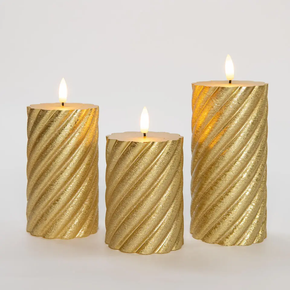 Anna Collection LED kaarsen - 3x - goud -swirl -afstandsbediening