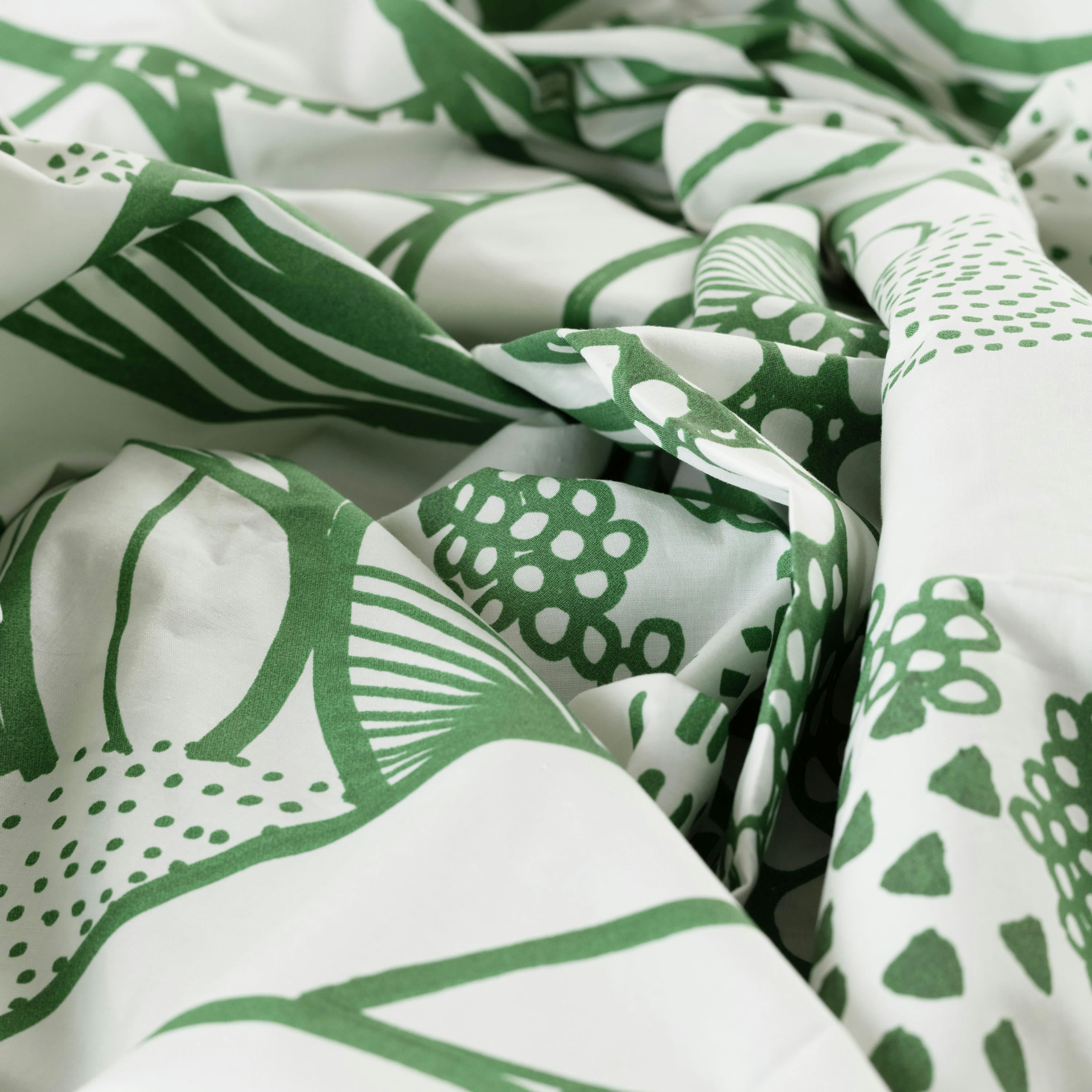 CANOPEE - Drap de lit percale de coton bio imprimé vert 240 x 300 cm