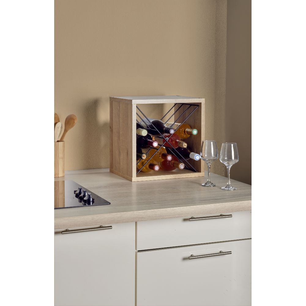 Cube à vin empilable bois chêne 12 bouteilles 36x29xH36cm