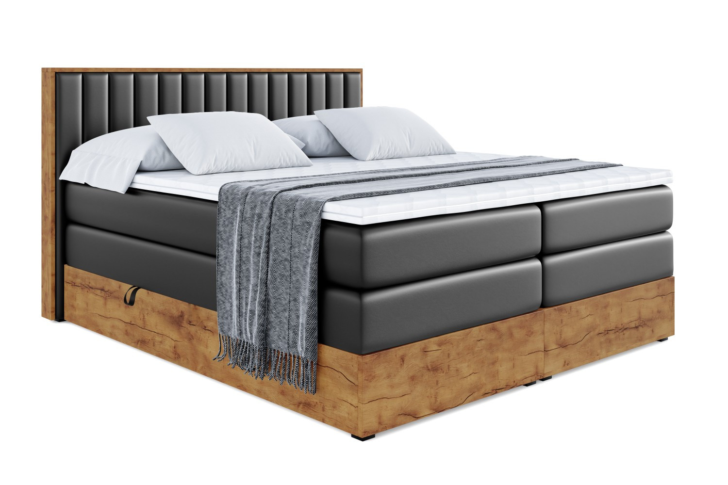 Łóżko kontynentalne z pojemnikiem i materacem H3|H4 LOLLI4 KING 120x200 cm