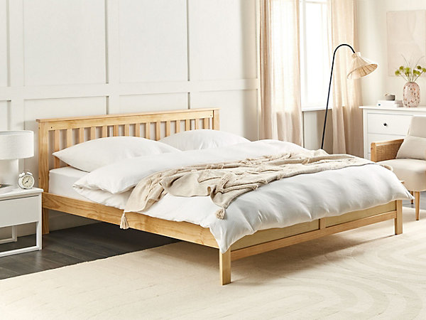 Lit avec sommier Bois de pin MAYENNE 180 x 200 cm Marron clair