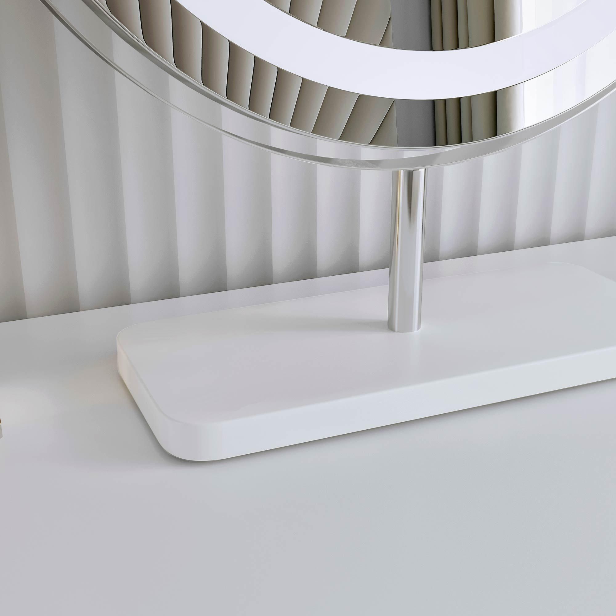 CARME HOME Ava Silver Marble Touch Sensor LED Light Mirror