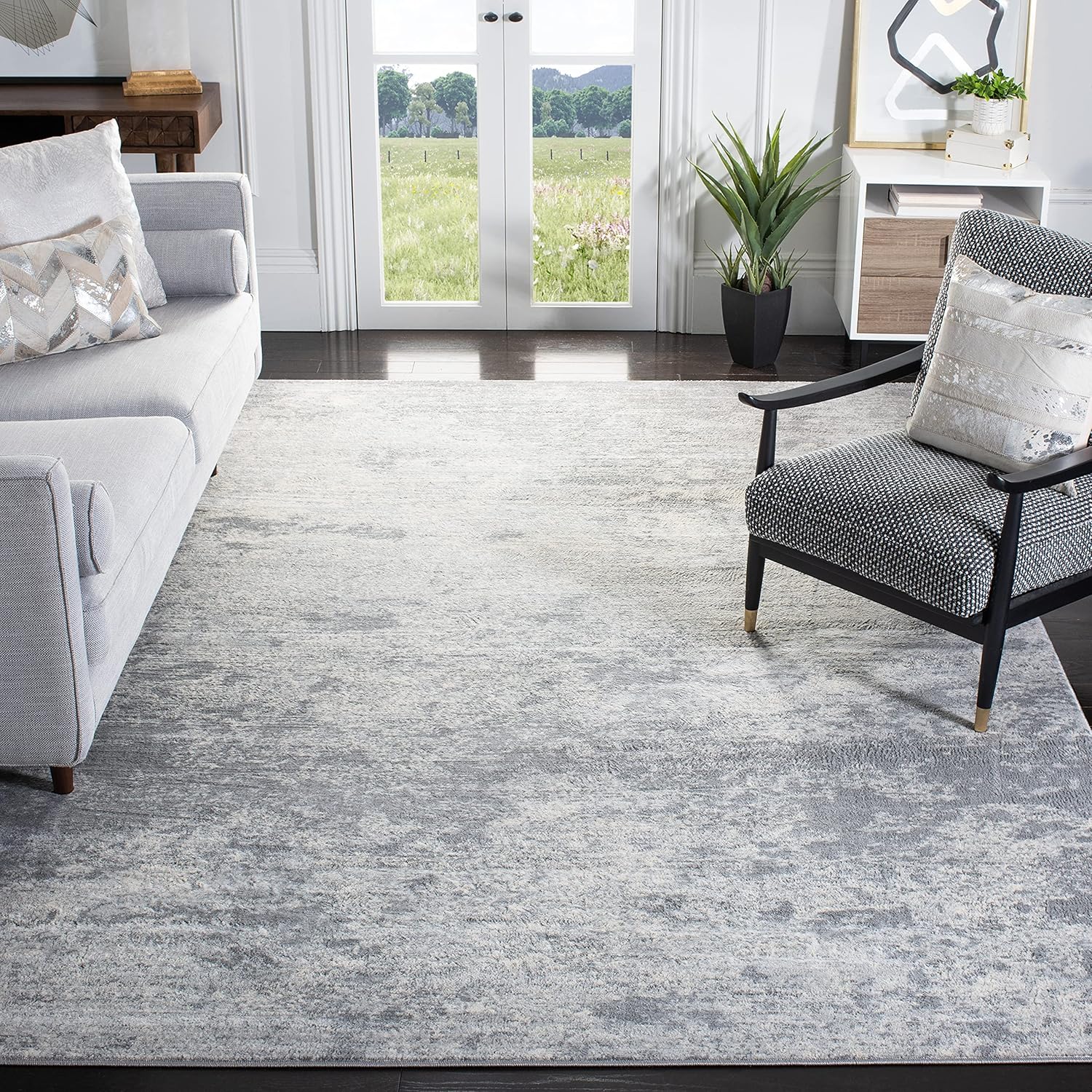 SAFAVIEH Brentwood Collection Area Rug - 10' x 13', Grey & Ivory, Modern Abstract Design, Non-Shedding & Easy Care, Ideal for High Traffic Areas in Living Room, Bedroom (BNT822H)