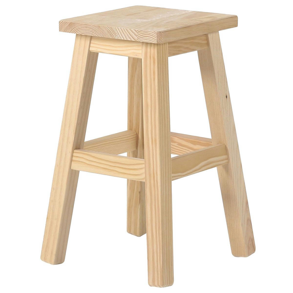 REGION - Tabouret en bois carré pin massif brut