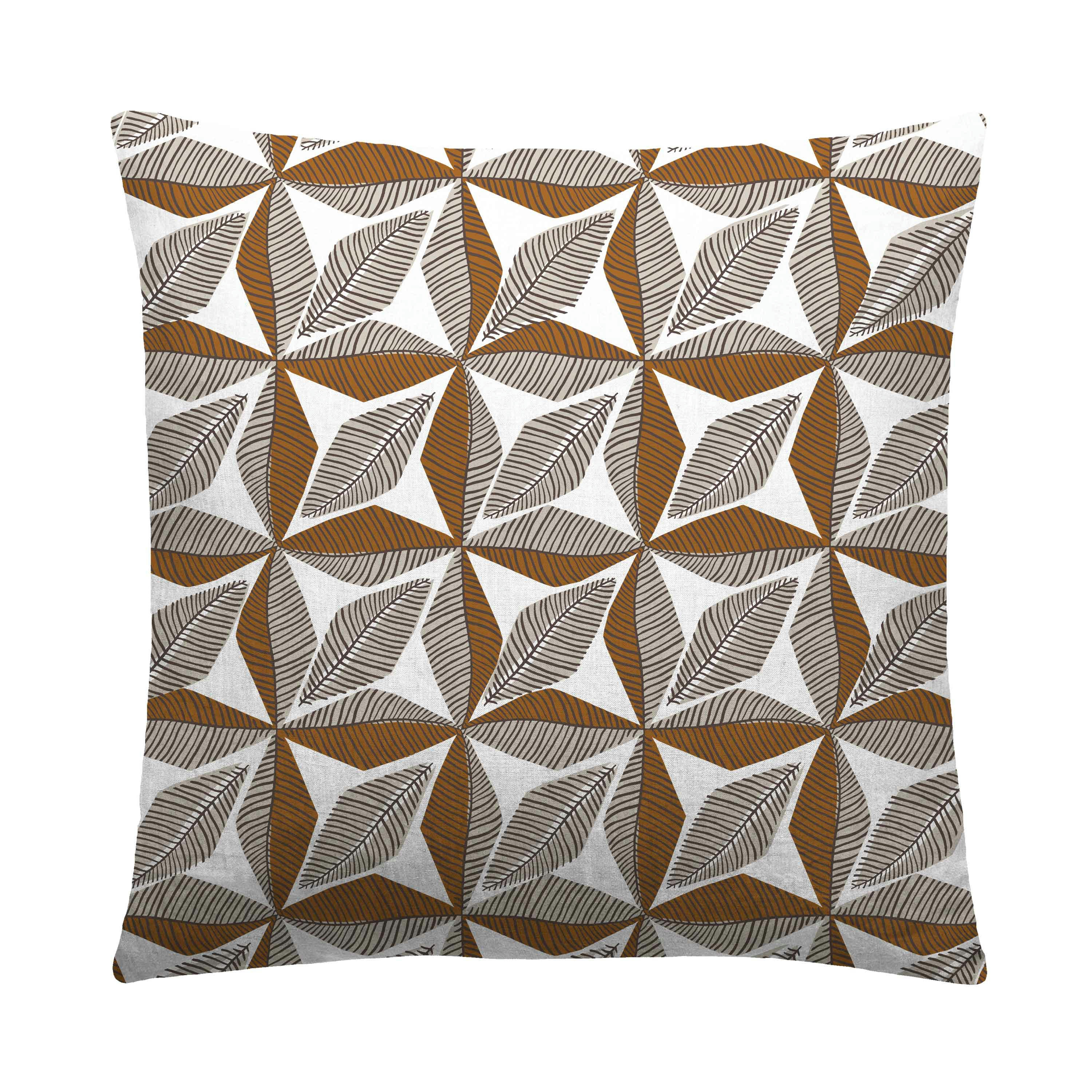 TOGO - Housse de coussin bi matière en lin et coton 50x50cm Cuivre