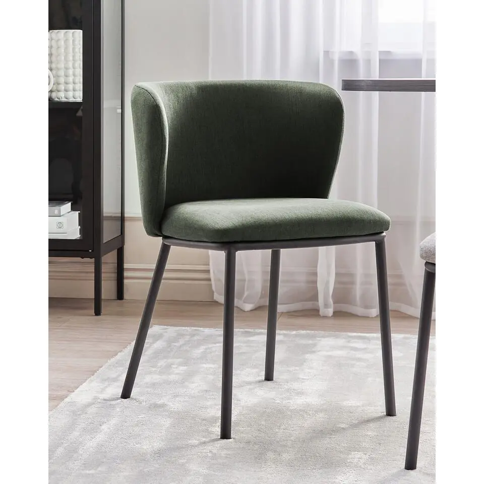 MINA - Eetkamerstoel set van 2 - Donkergroen - Polyester