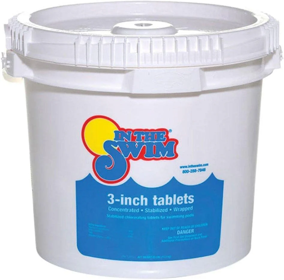 In The Swim 3 Inch Stabilized Chlorine Tablets for Sanitizing Swimming Pools - Individually Wrapped, Slow Dissolving - 90% Available Chlorine - Tri-Chlor - 50 Pounds(25 Pound)