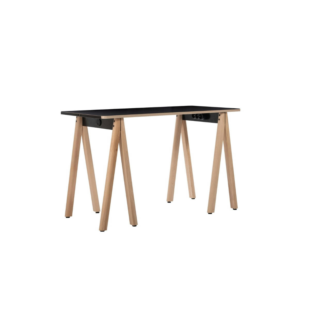 - Bureau démontable pieds en bois et plateau noir 120x60cm