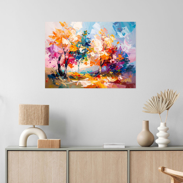 Naklejka na ścianę Feeby Kolorowy Krajobraz Drzewa Las 30x20