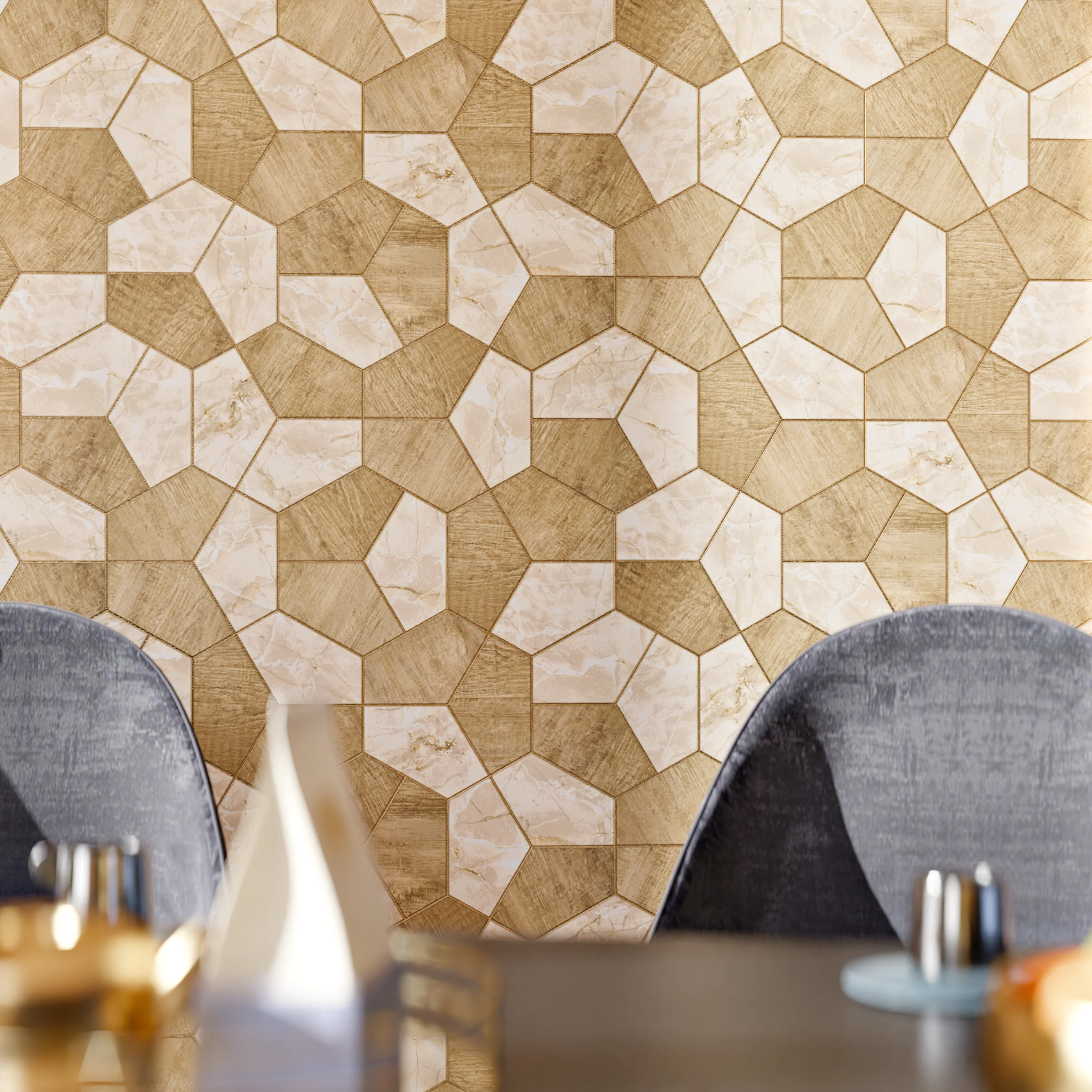 4MURS Papier peint intissé LOWELL coloris beige et brun