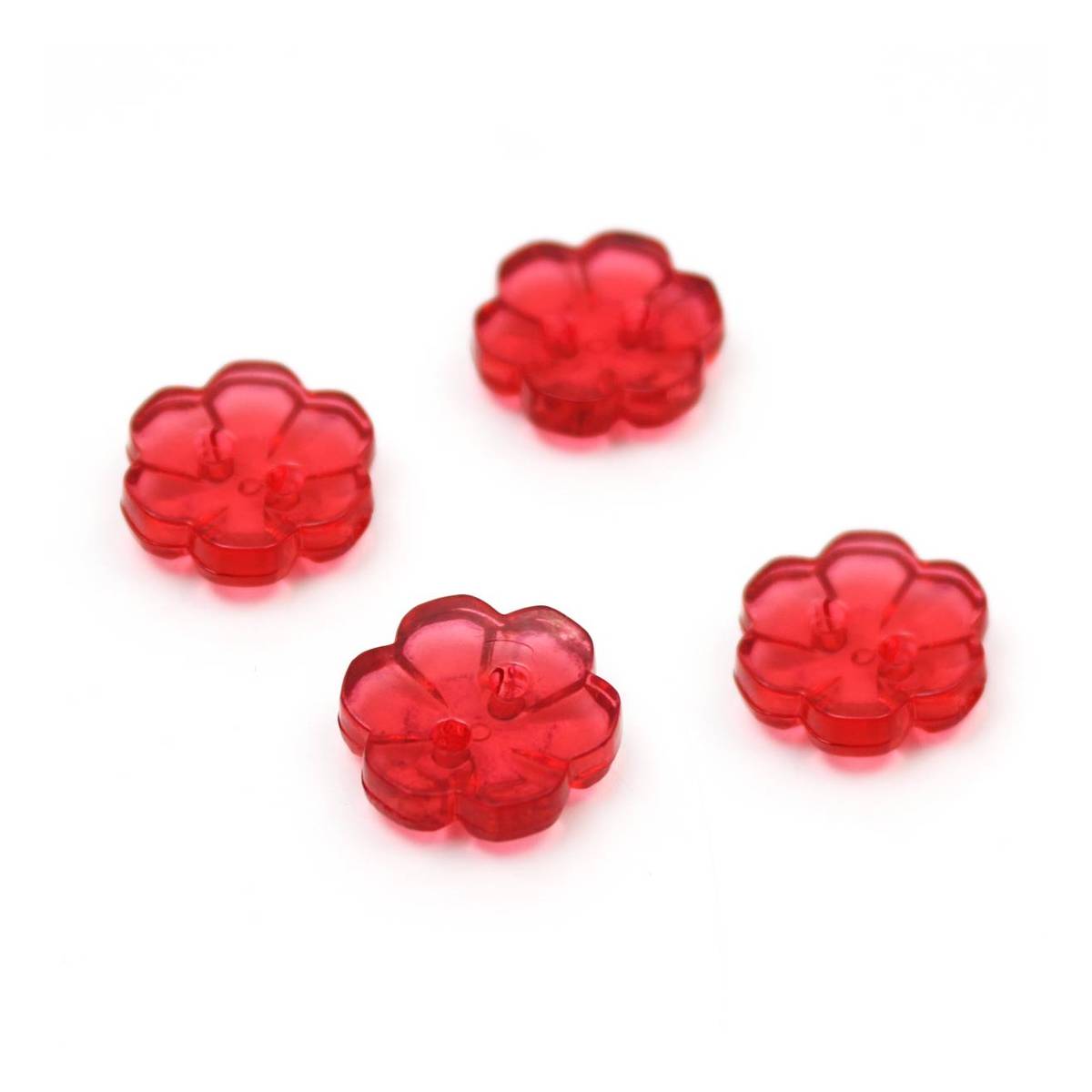 Hemline Red Novelty Flower Button 4 Pack