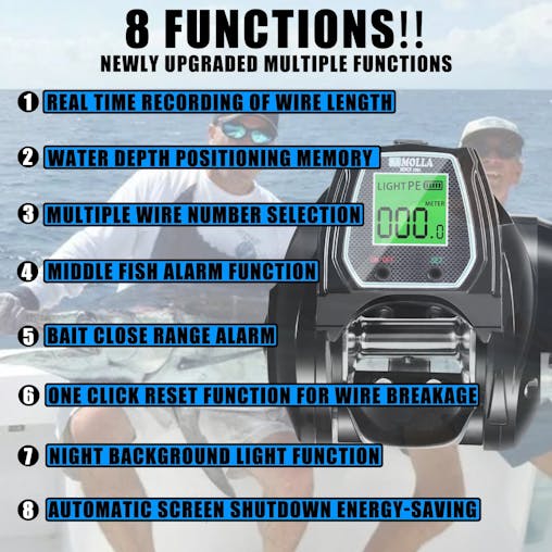 NNEOBA Large Electronic Baitcasting Reel Digital Display Right Hand Black