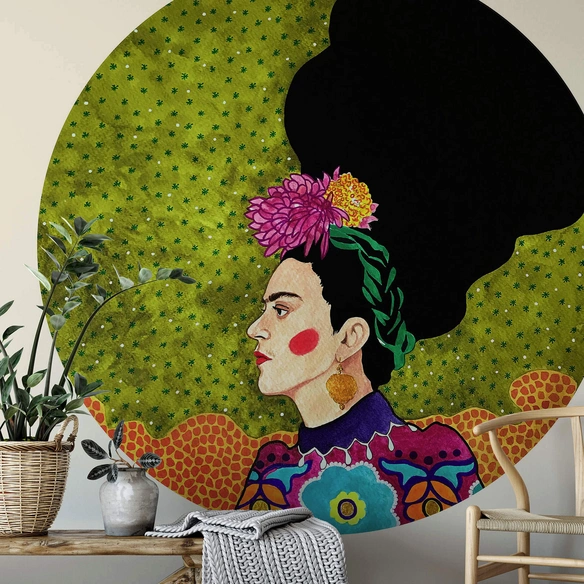 Vliestapete »Runde Vliestapete«, Hülyae Frida Kahlo bunt, mehrfarbig, matt