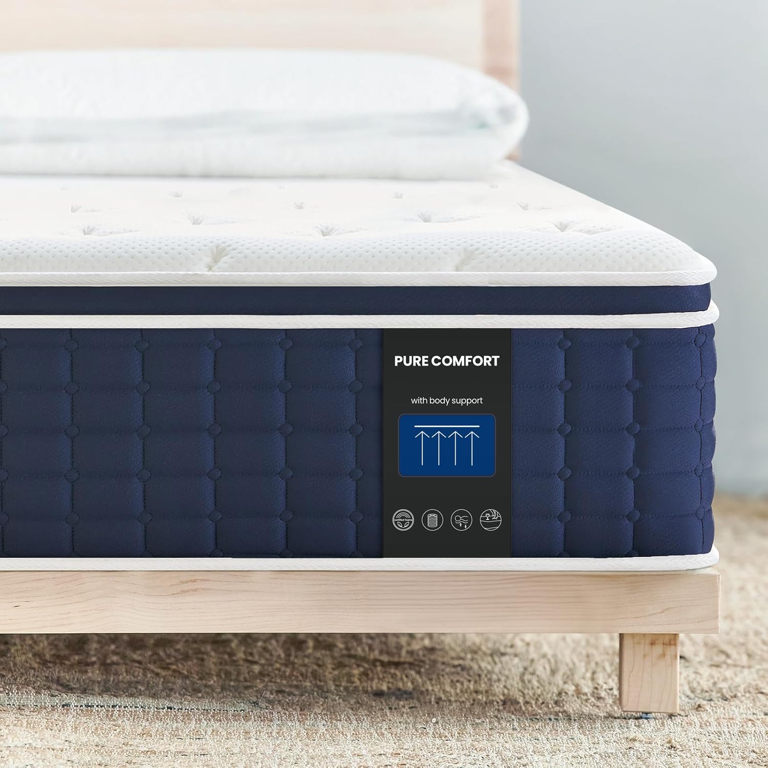Coolvie Twin XL Mattress 14 Inch, Gel Memory Foam Bed in a Box, Adaptive Support Breathable Hybrid Mattresses with CertiPUR-US Certified, Double Cooling Individually Coil & Medium Plush Support