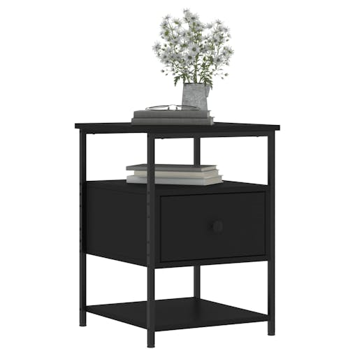 NNEVL Bedside Cabinet Black 40x42x56 cm Engineered Wood