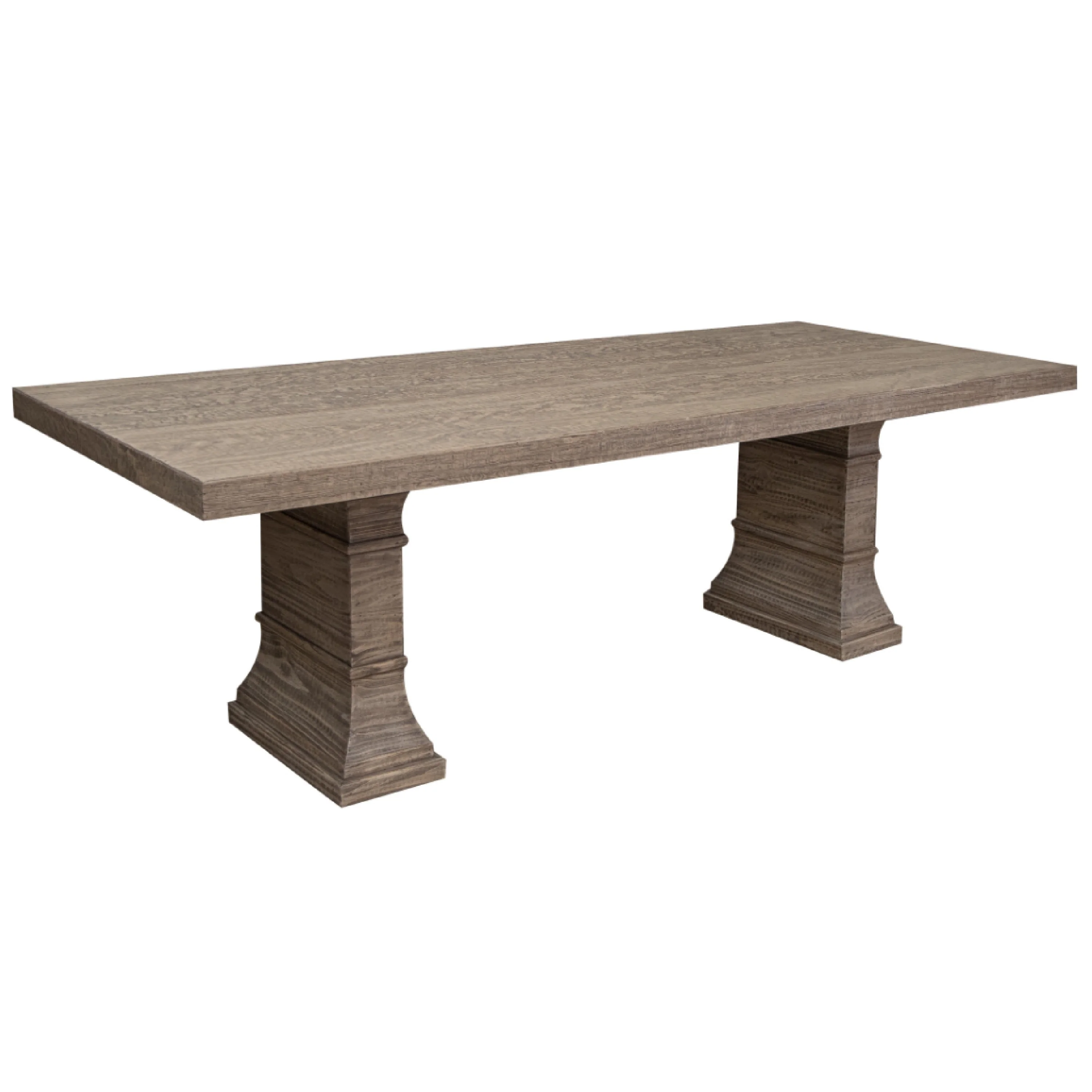 Tren Dining Table, 95 Inch Rectangular Top w Greek Column Base, Gray
