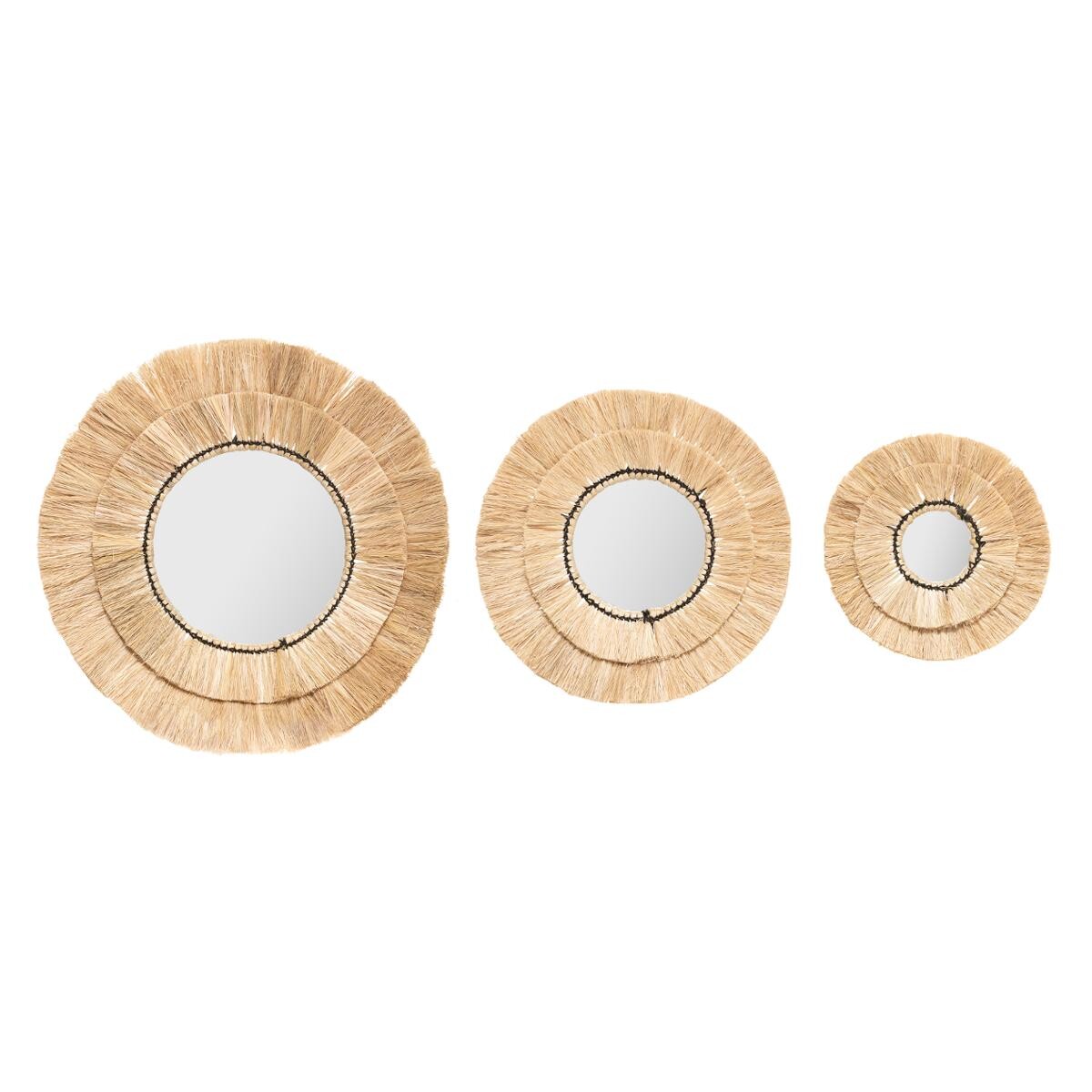 3 mirrors"Alba" Raphia, D.20/30/40 cm
