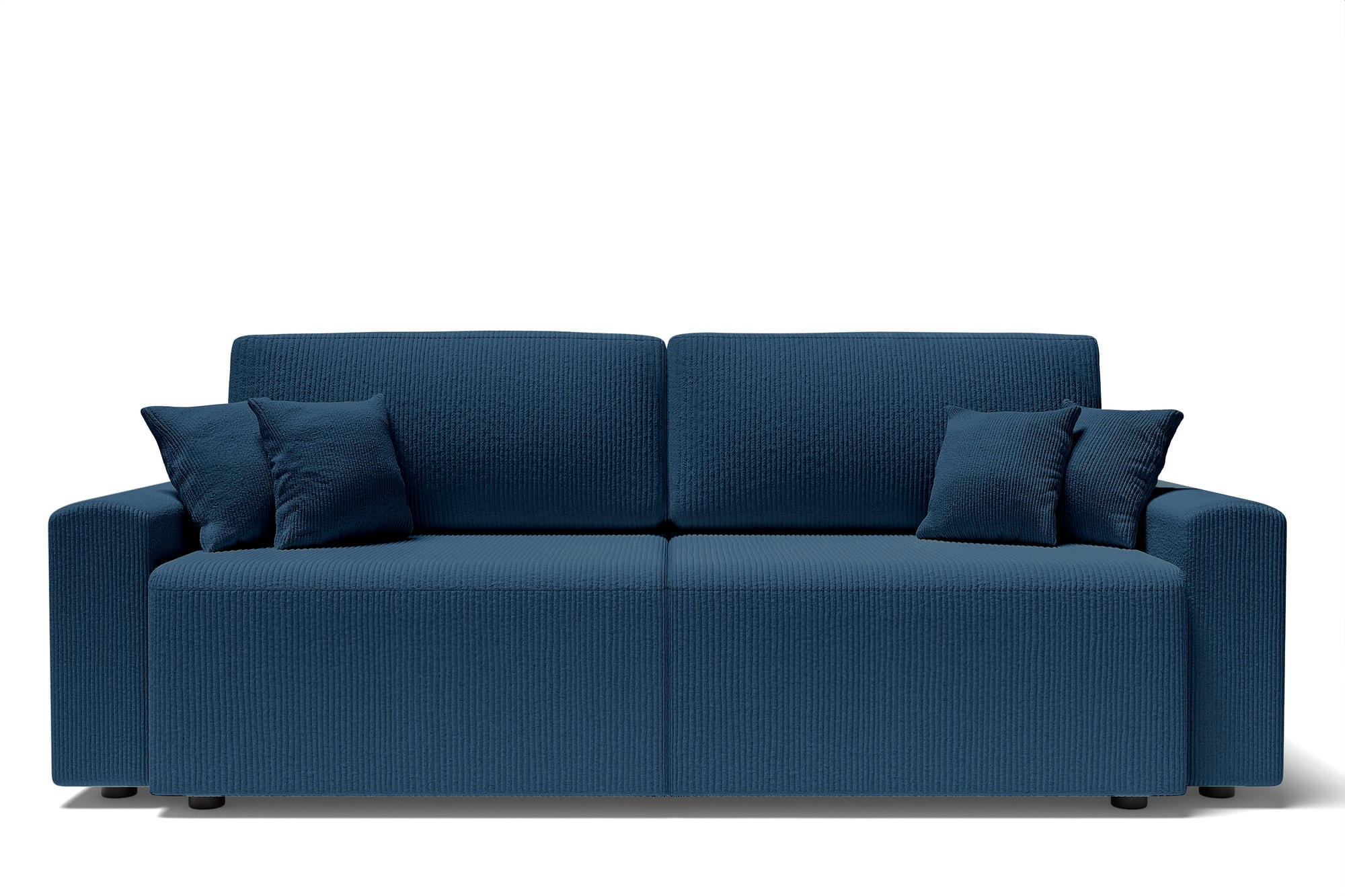 MILO - Canapé droit convertible en velours côtelé 3 places bleu cobalt