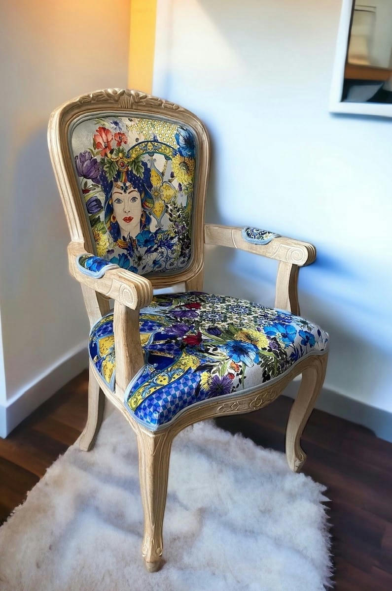 ESPERANZA - Fauteuil bergère en velours bleu