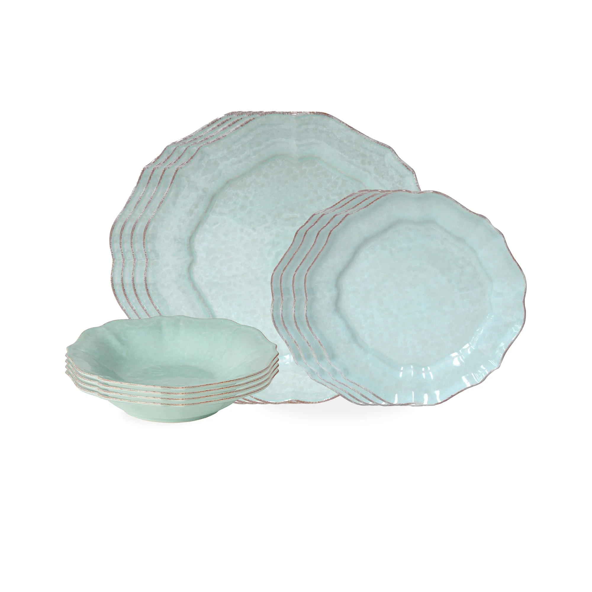 12-Piece Dinnerware Set with Soup/Pasta Plate Impressions, Casafina by COSTA NOVA