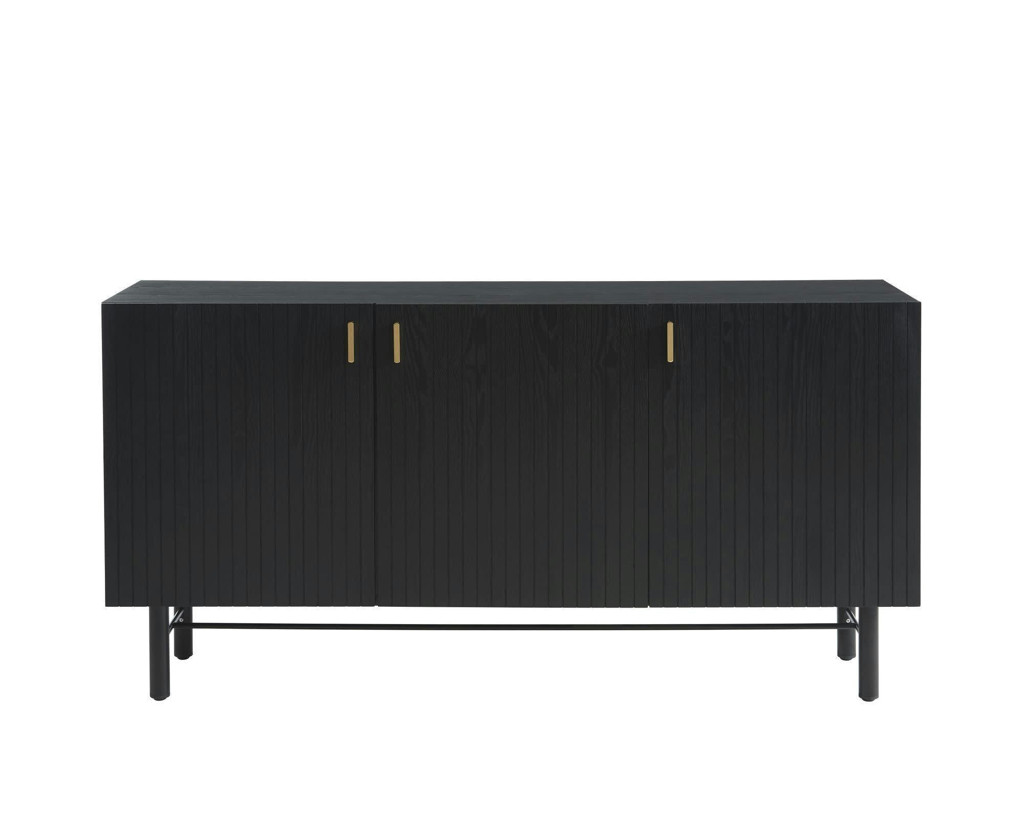 CALISTA - Buffet  noir et pieds métal 160cm