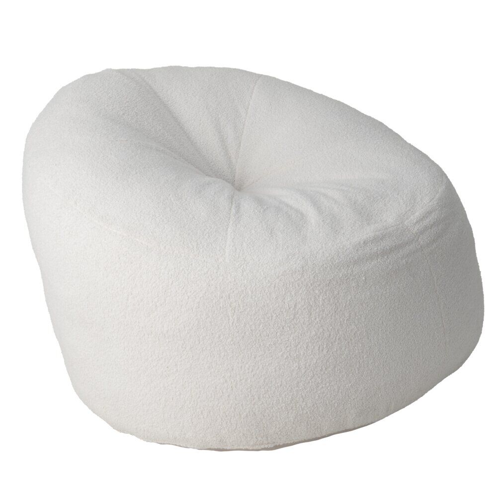 Pouf poire Clara effet laine bouclée blanc Ø92xH61cm