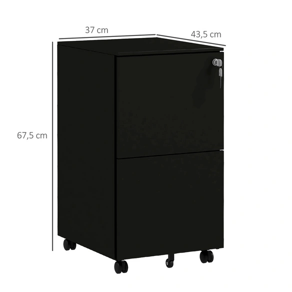 Rollcontainer, 2 Schubladen, LxBxH: 37x43,5x67,5 cm, schwarz
