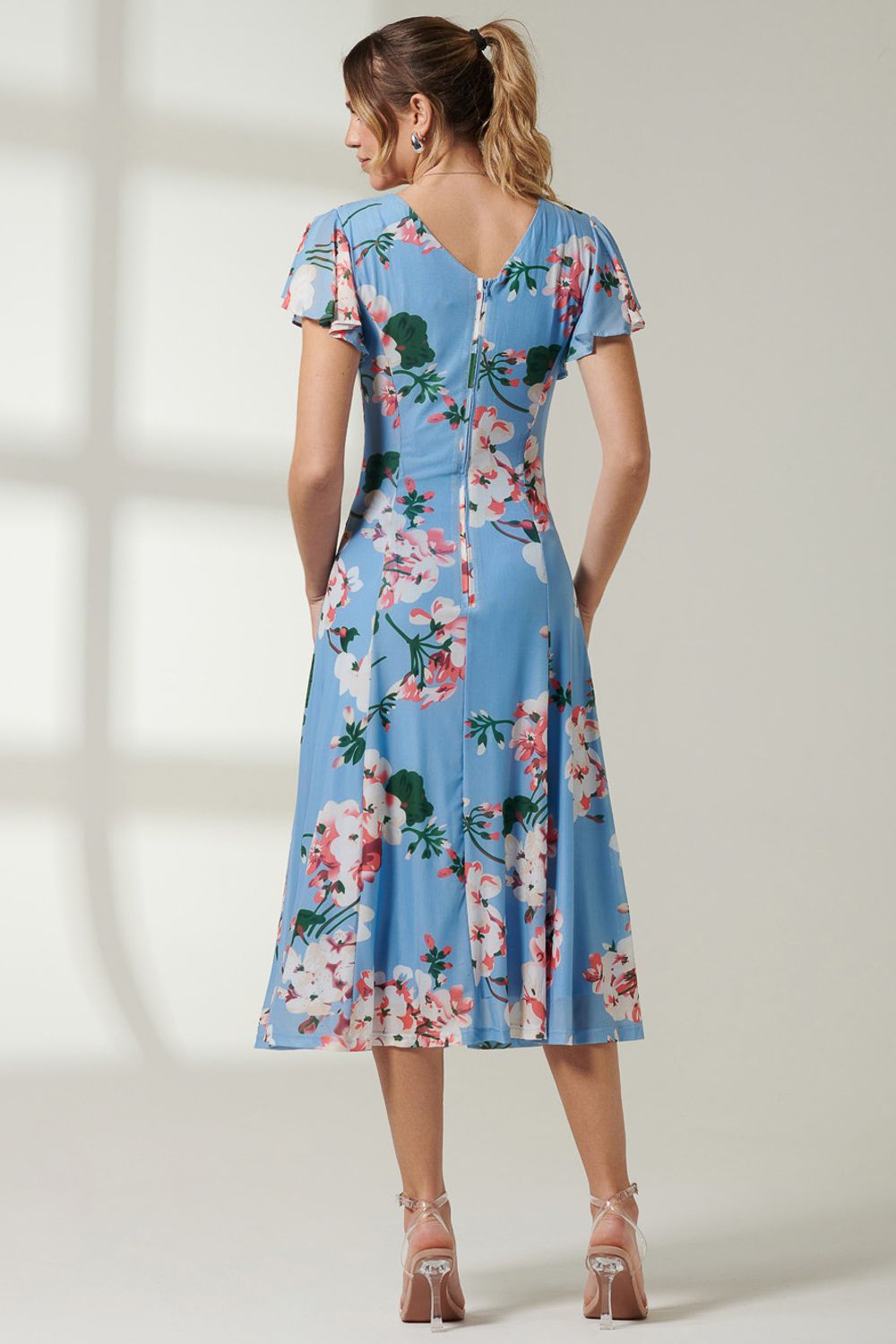 Jolie Moi Bellona Fit & Flare Mesh Dress