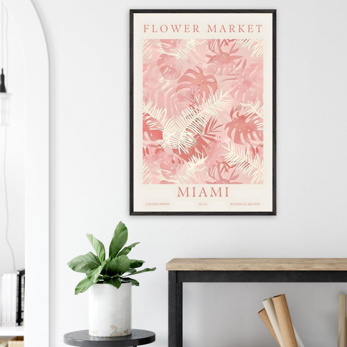 Artfulprints Poster Flower market - Miami  - 70x100 cm - Roze