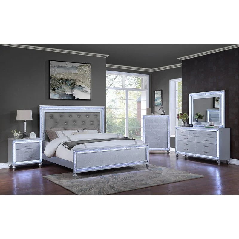 Giana Crystal Tufted Headboard w/LED lights