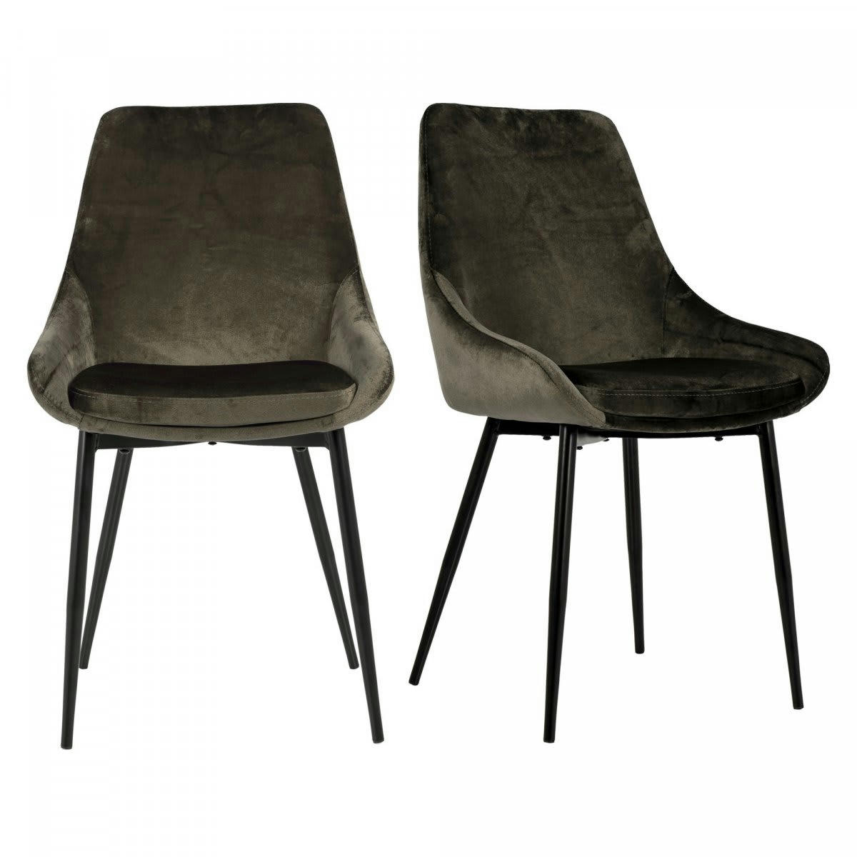 ZAIPO - Lot de 2 chaises en velours style moderne taupe