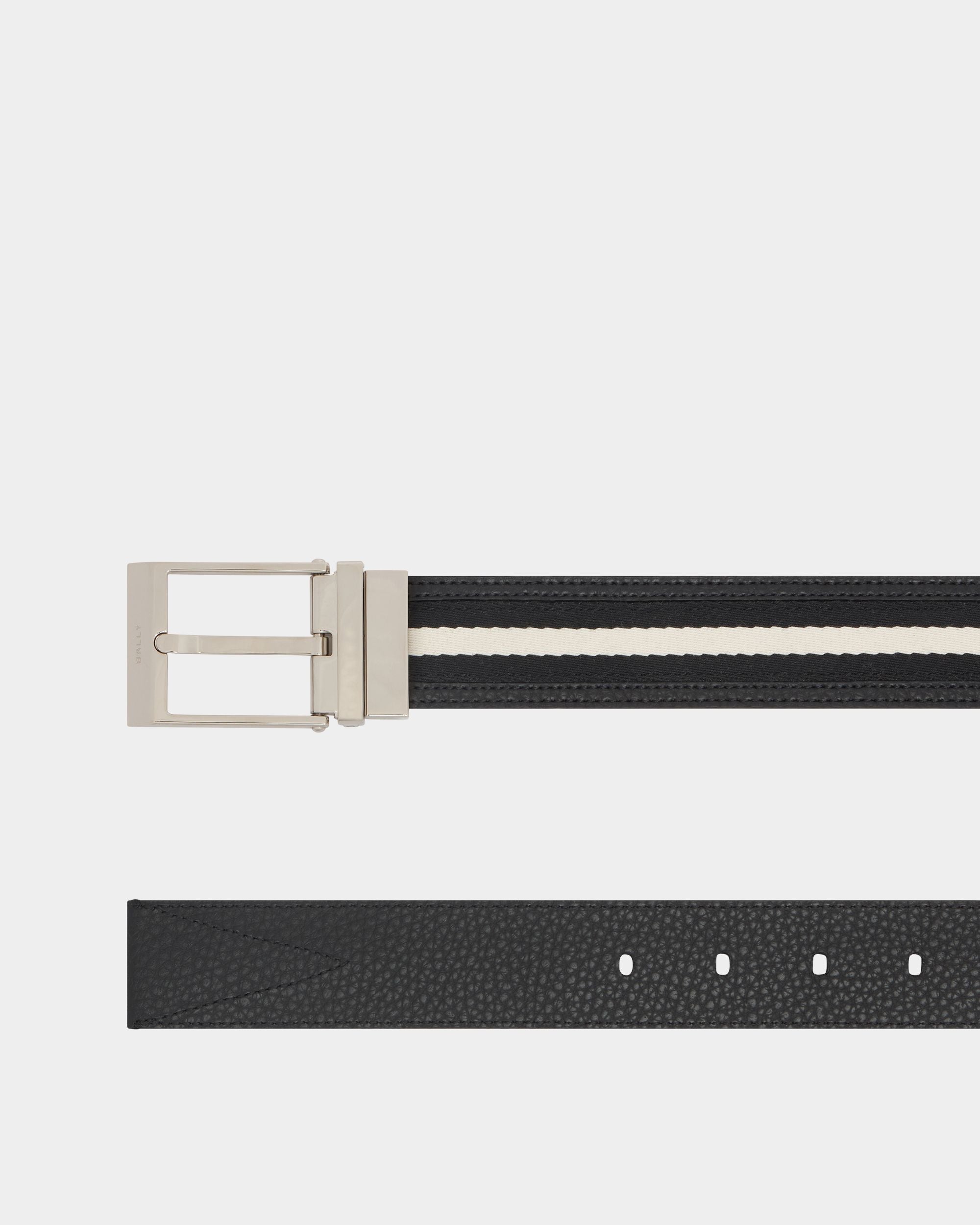 Shiffie 35 mm Wendegürtel Aus Stoff Und Leder In Schwarz Und Bone