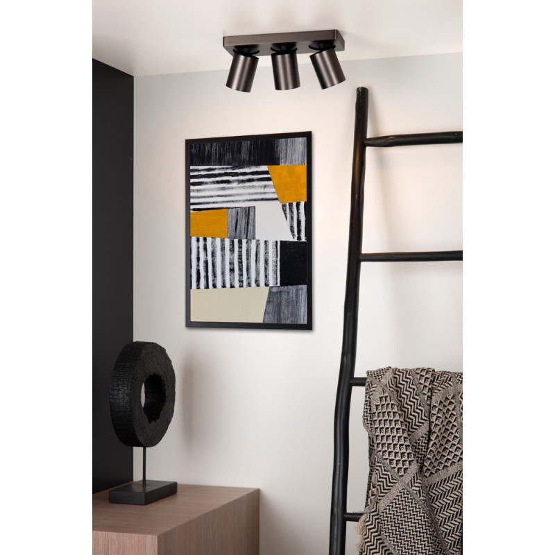 Spot LED Nigel acier noir dimmable GU10 3 x 5 W LUCIDE