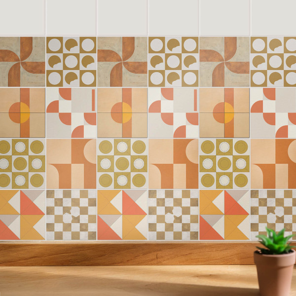 Naklejki na kafelki 10x10 cm Geometryczne kompozycje 24 szt.